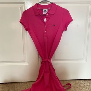 Pink Lacoste Pique Stretch Polo Dress with Belt